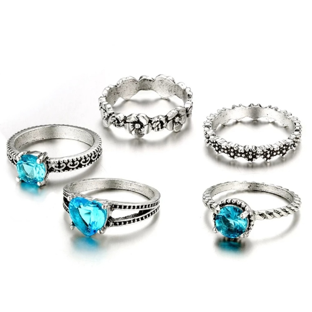 Blue crystal ring set - Picture 2 of 3